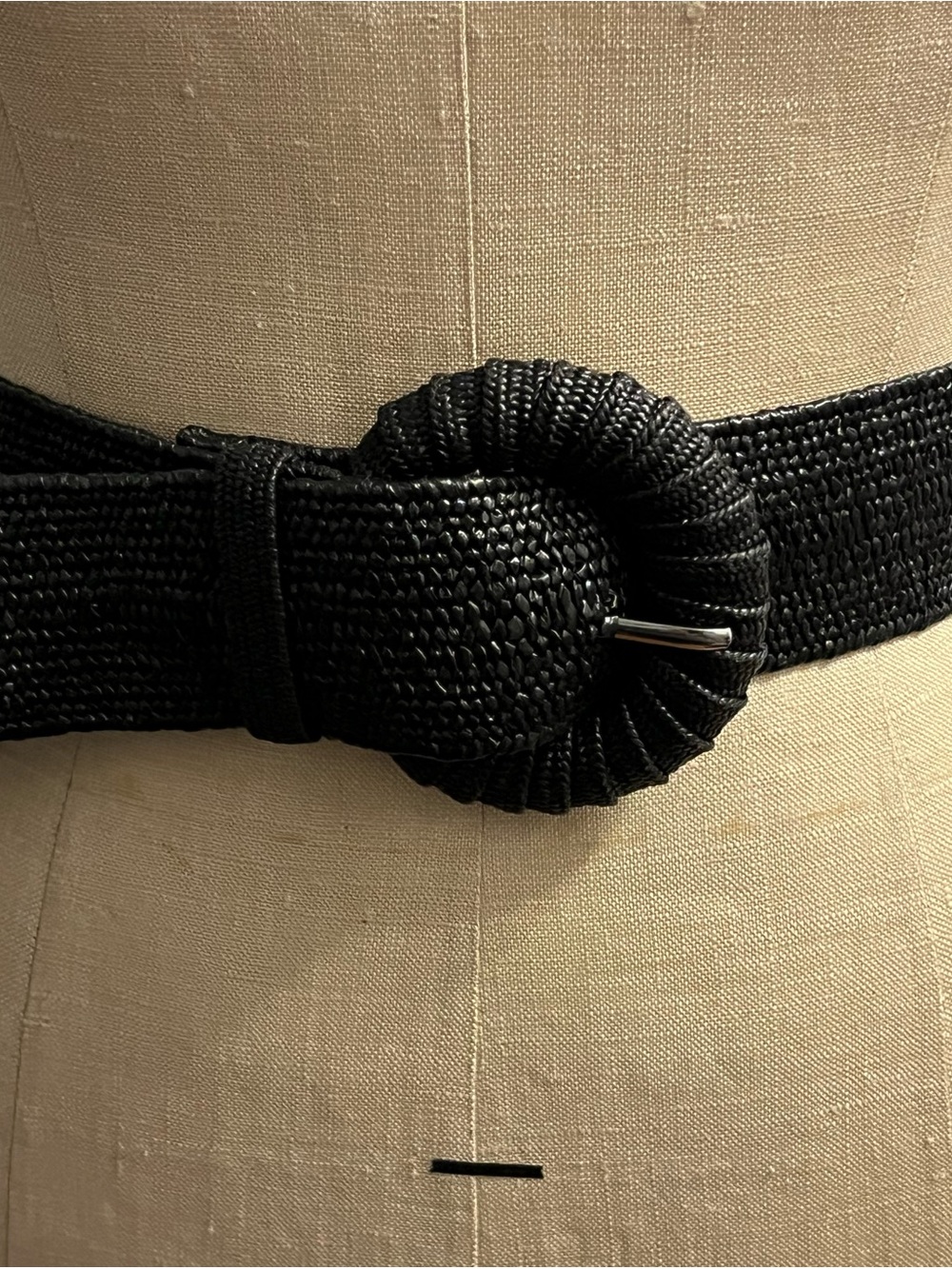 Black Woven Round Buckle Waist Belt - Women Accessories